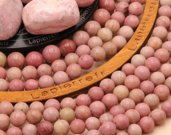 90 perles Rhodonite naturelle ronde 4mm | 56 perles 6mm | 44 perles 8mm | 36 perles 10mm | Perle pierre naturelle | Qualité AAA