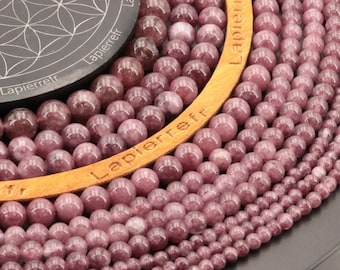 90 perles Lépidolite naturelle ronde 4mm | 58 de 6mm | 46 de 8mm | 36 de 10mm | Perle pierre naturelle semi-précieuse | Qualité AAA