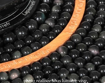 90 perles Obsidienne Oeil Céleste naturelle ronde 4mm | 60 de 6mm | 46 de 8mm | 36 de 10mm | Perle pierre naturelle | Qualité AAA