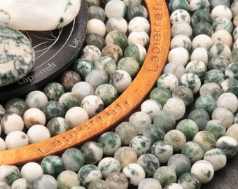 90 Perles Agate Arbre naturelle ronde 4mm | 60 perles 6mm | 43 perles 8mm | Perle pierre naturelle semi-précieuse | Qualité AA+