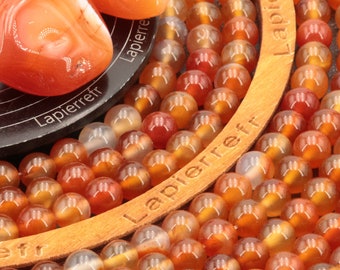 10 Perles En Pierre Cornaline – Boules De 8mm Rouge Orange – EAN 4558550037657 – Pour Création De Bijoux