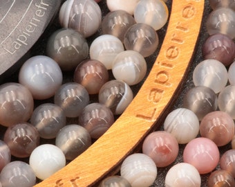 60 Perles Agate Botswana naturelle ronde 6mm | 46 perles 8mm | 35 perles 10mm | Perle pierre naturelle | Perle semi-précieuse  | Qualité AA+
