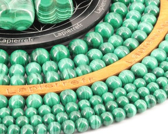 Perles MALACHITE du Congo ronde naturel 4mm 6mm 8mm 10mm | Perle pierre naturelle | Perle semi-précieuse | Qualité AAA