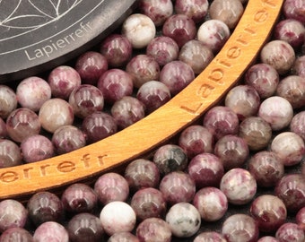 56 perles Rubellite du brésil naturelle 6mm | 46 de 8mm | Perle pierre naturelle semi-précieuse ronde | Qualité AA+