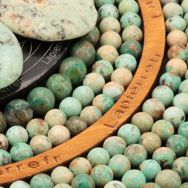 60 perles Turquoise du Pérou naturelle 6mm | 44 de 8mm | 36 de 10mm | Perle pierre naturelle semi-précieuse ronde | Qualité AA+