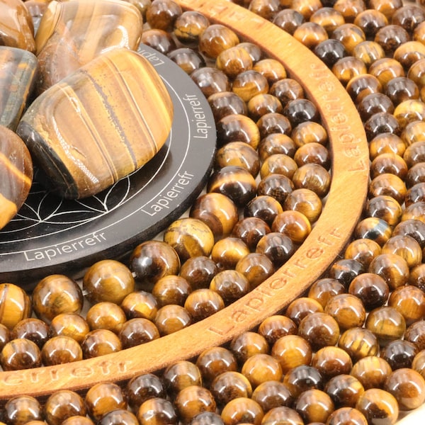 80 perles OEIL de TIGRE ronde naturelle 4mm | 60 de 6mm | 46 de 8mm | 36 de 10mm | Perle pierre naturelle | Perle semi précieuse AAA