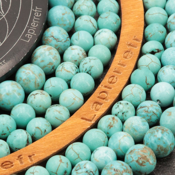 85 perles Turquénite Turquoise 4mm | 58 de 6mm | 44 de 8mm | 36 de 10mm | Perle couleur turquoise ronde et lisse | Qualité AA+