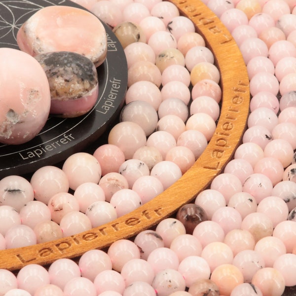 60 perles Opale Rose naturelle de 6 mm | 46 de 8mm | 36 de 10 mm | Perle pierre naturelle semi-précieuse ronde | Qualité AA+