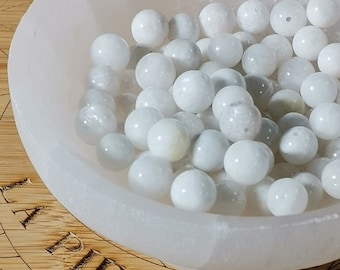 30 perles PIERRE de LUNE naturelle 6mm, 20 perles 8mm, perle pierre semi-précieuse ronde et lisse, Qualité AAA