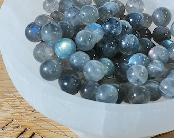 30 perles Labradorite bleue Madagascar naturelle 6mm | 20 de 8mm | Perle pierre naturelle semi-précieuse | Qualité AAA