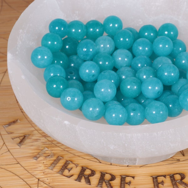 30 perles AMAZONITE unie 6mm | 20 de 8mm | Perle pierre semi-précieuse ronde et lisse | Qualité AAA