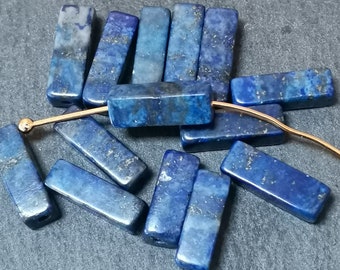 26 perles naturelle lapis lazuli rectangulaire de 4x4x13 mm, perle intercalaire tube carré, perle pierre semi précieuse, Qualité AA+