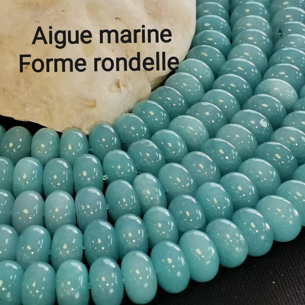 70 perles Aigue marine naturelle rondelle 8mm, perle naturelle de forme donut, perle pierre naturelle forme donuts, Qualité AAA