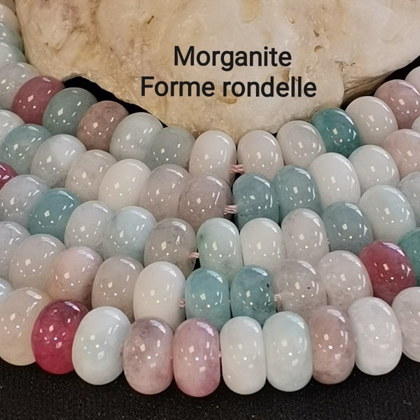 70 perles Morganite 8mm rondelle plate naturelle  | Perle naturelle forme donut | Perle pierre naturelle semi précieuse | Qualité AAA