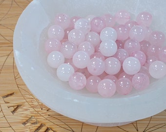 30 perles Quartz Rose brésil naturelle 6mm | 20 perles 8mm | Perle pierre naturelle semi-précieuse ronde et lisse | Qualité AAA