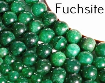 58 perles Fuchsite du brésil naturelle 6mm, 44 de 8mm, Perle pierre naturelle semi-précieuse ronde, Qualité AA+