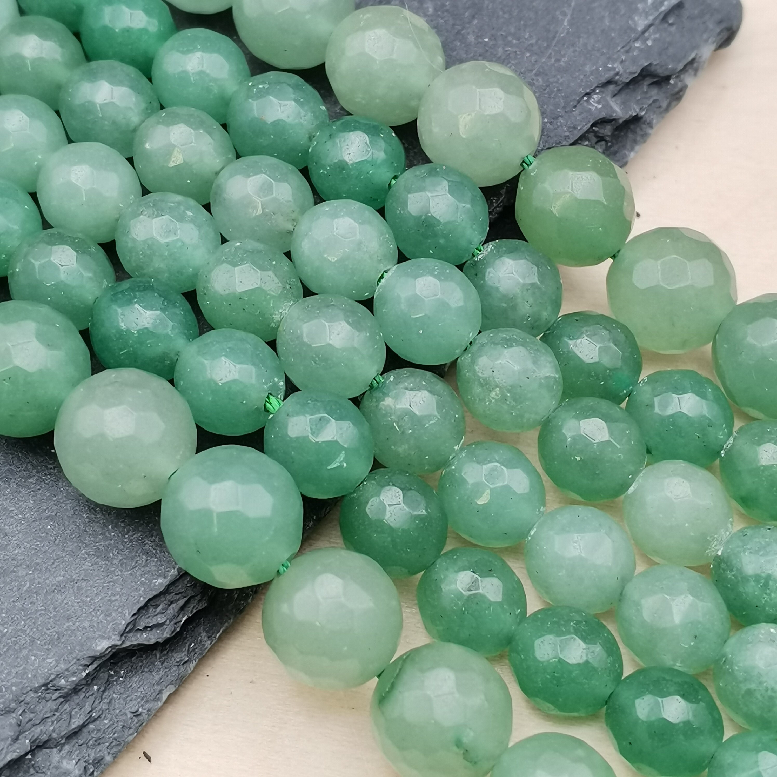Lot de 10 perles d'agathe verte rondes en pierre naturelle 8 mm
