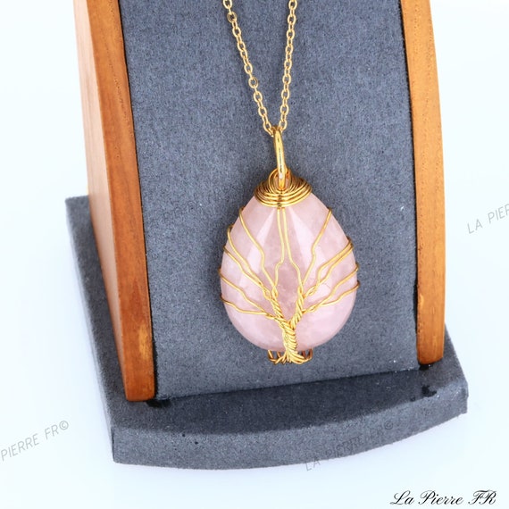 Rose Quartz Pendant, Tree of Life Pendant, Rose Quartz Necklace, Natural  Stone Drop Pendant, Natural Stone Jewelry - Etsy Israel