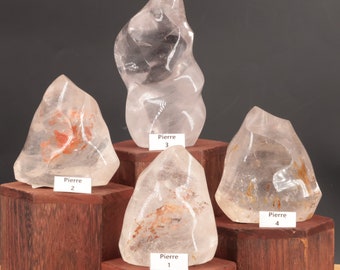 Cristal de roche Madagascar | Bloc de pierre naturelle à poser de forme flamme toute polie | Minéraux | Lithothérapie