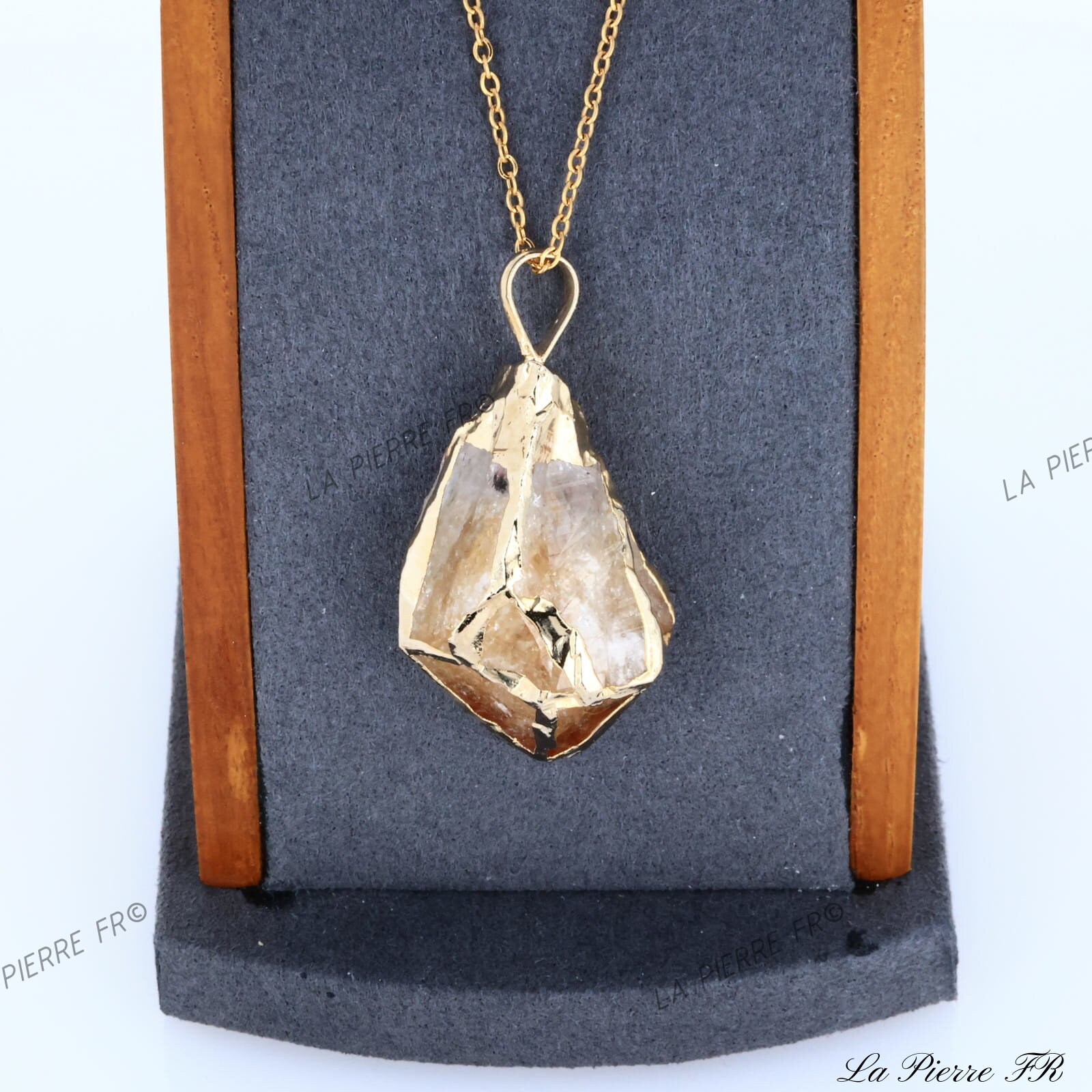Pendentif Or 18 Carats Citrine 15x22 Mm - Bijou Occasion, Pierre Naturelle Jaune, 12.90 G