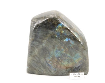 Labradorite de Madagascar 1,495Kg | Bloc de pierre naturelle à poser de forme libre toute polie | Minéraux | Lithothérapie