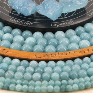 90 round AQUAMARINE beads 4mm 60 beads of 6mm 46 beads of 8mm 36 of 10mm Semi-precious natural stone bead AAA quality image 2