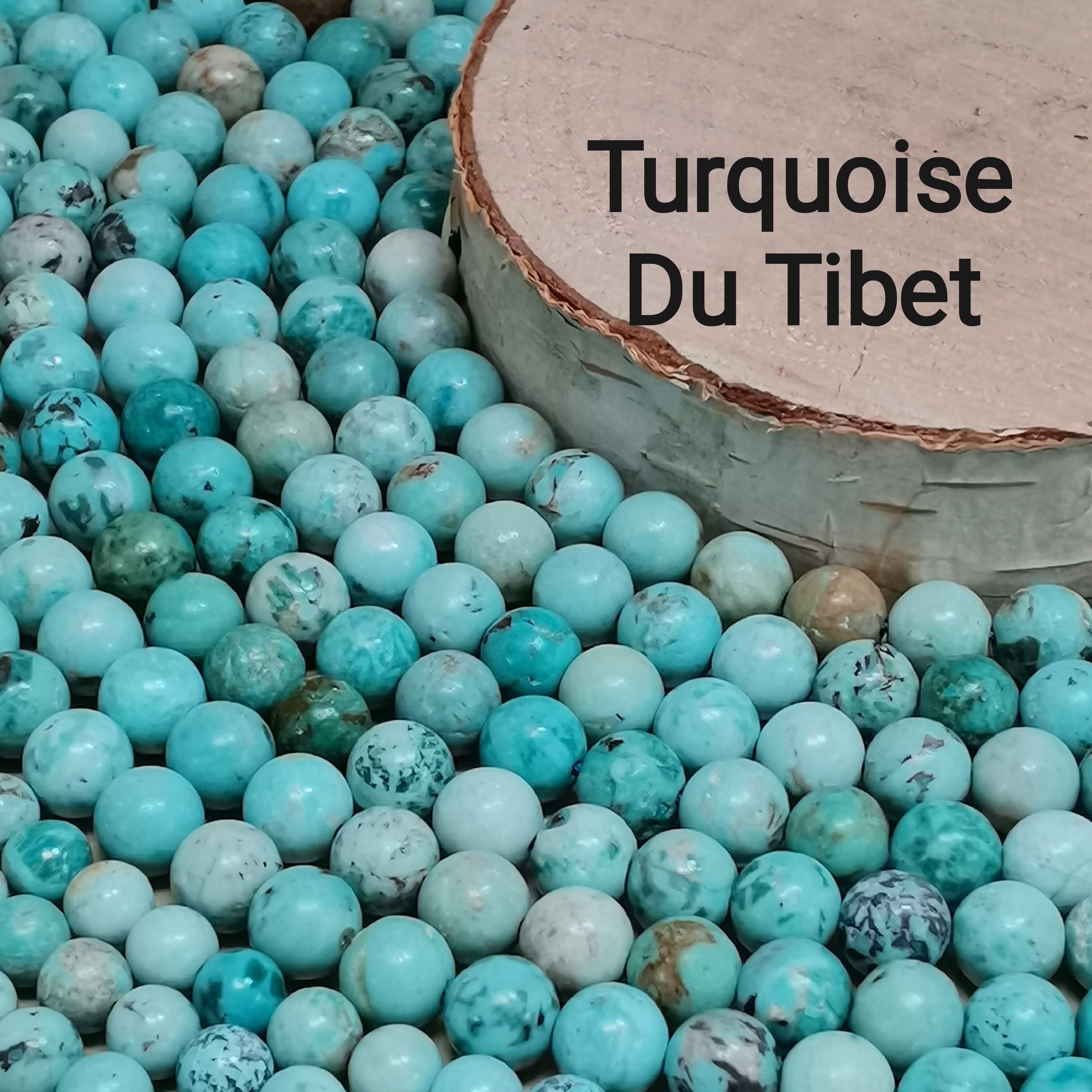 58 natural Tibetan Turquoise beads 6mm 44 beads 8mm Round and