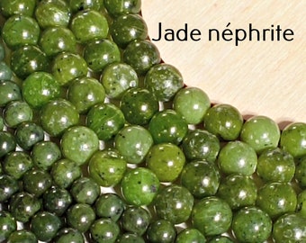 58 perles Jade néphrite du Canada naturelle 6mm | 44 de 8mm | Perle pierre naturelle semi-précieuse ronde et lisse | Qualité AA+