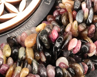 Fil De Perles En Tourmaline Rose – Rocailles Et Chips 2-6mm – Environ 200 Pièces Sur 40cm – Neuf Pour Création Bijoux
