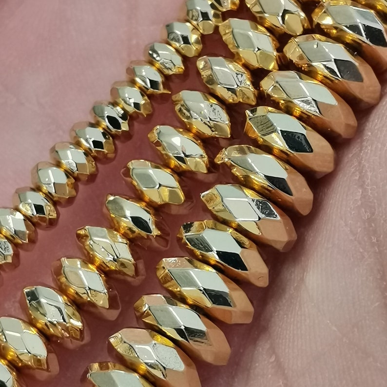 Lot de 100 perles rondelles d'hématite facettée doré de 4 mm 100 perles de 6 mm 50 perles de 8 mm Perle espacement facettée doré image 2