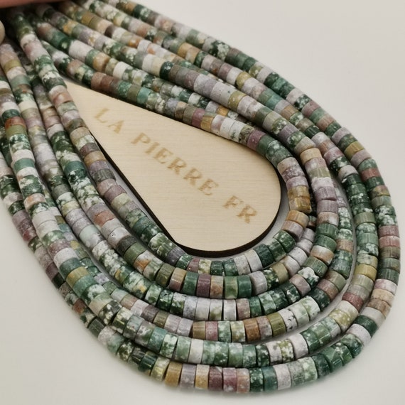 150 Perles Heishi Agate Indienne Naturelle 4mm Plate Perles