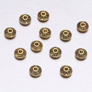 Lot De 20 Perles Toupie 7 Mm - Argent Tibétain Bronze - Neuf - Pour Création Bijoux