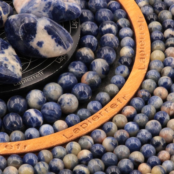 58 Perles Sodalite Du Brésil Naturelle 6mm 44 De 8mm 34 De 10mm Perle  Pierre Naturelle Semi-précieuse Ronde Et Lisse Qualité AAA 