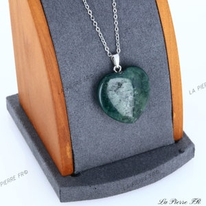 Pendentif cœur en Agate Mousse, Pendentif pierre naturelle