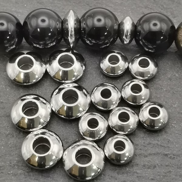 Lot de 45 perles soucoupe en acier inoxydable de 6 mm ou 8 mm/Perle intercalaire disque en acier inoxydable de 6 mm ou 8 mm