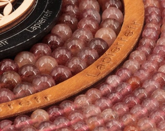 58 perles Quartz cerise Madagascar naturelle de 6 mm | 46 de 8 mm | Perle pierre naturelle semi-précieuse ronde | Qualité AA+