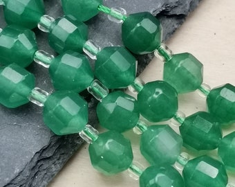 10 Perles De Pierre Jade Olive Naturelle 10mm - Boules Lisses, Neuf, Pour Création De Bijoux !