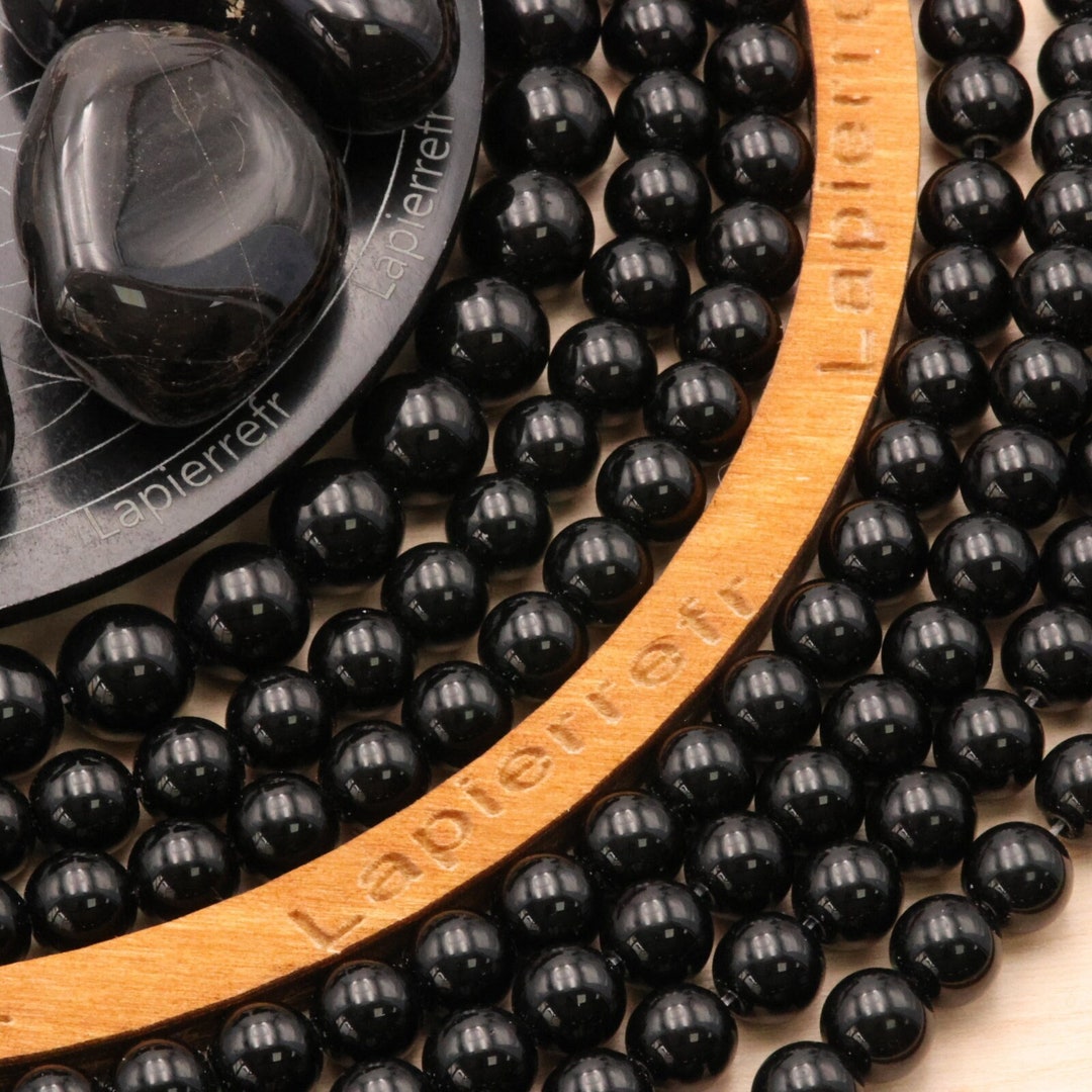 20 Perles En Onyx Noir Facettées 4mm - Lot Pour Bijoux DIY, Création Artisanale, Référence 121787
