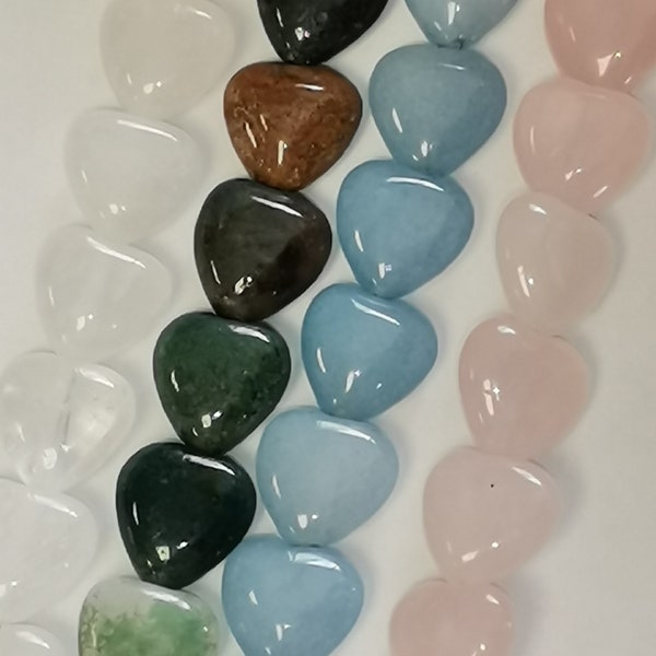 10 perles cœur en pierre naturelle de 10mm x 10mm | Perle intercalaire naturelle | Qualité AA+