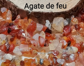 Perles AGATE de feu , fil de perles pépites de pierres naturelles 6mm/10mm,perle chips baroque en pierre naturelle, 38 centimètres