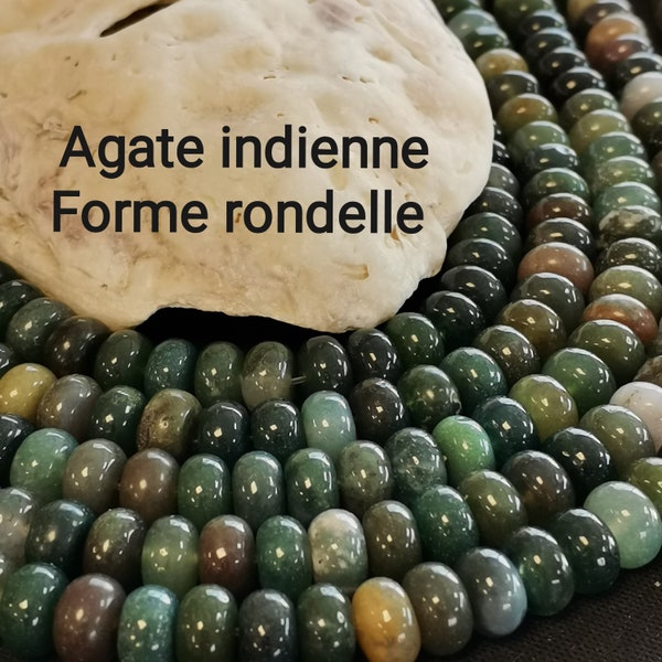 130 Perles Agate Indienne naturelle rondelle 4mm | 85 de 6mm | 65 de 8mm | Perle pierre naturelle forme donuts | Qualité AAA