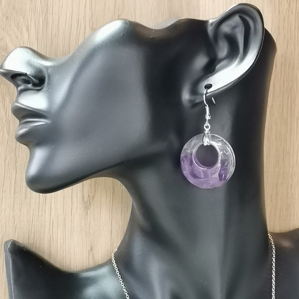 Round amethyst earrings | Purple Quartz Earrings | Round dangling earrings | Natural stone jewelry