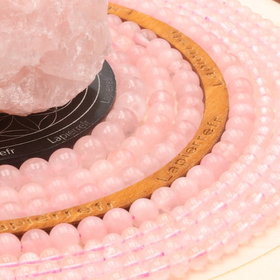 5 Perles En Quartz Rose Naturel - Diamètre Au Choix, Neuf