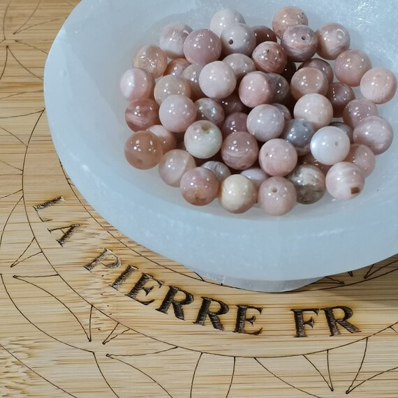Perles Rondes En Pierre De Soleil Naturelle - Tailles 6 à 16 Mm, Couleur Orange/pêche, Pour Création Bijoux