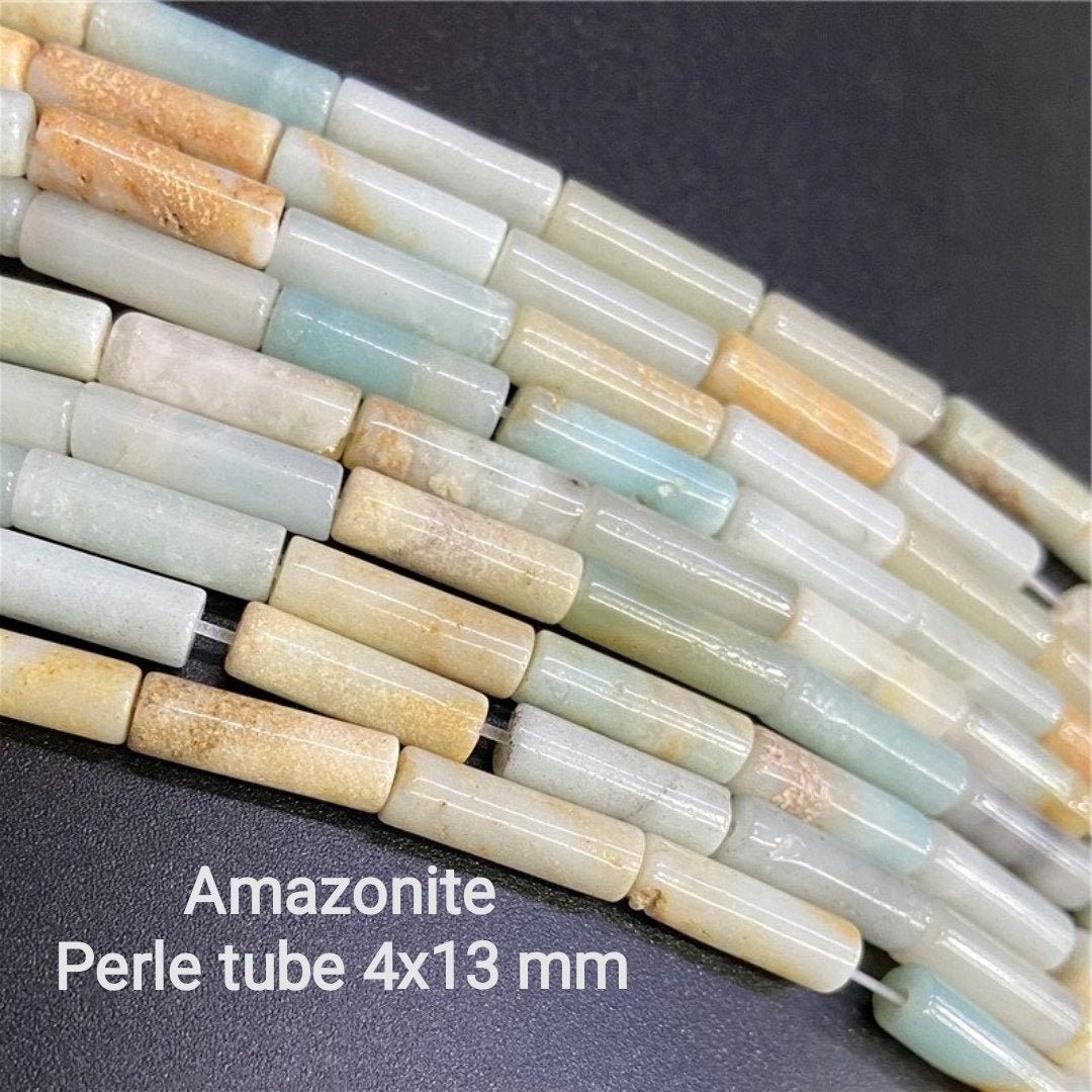 Lot De 4 Perles Tube En Amazonite 13x4mm, Pour Création Bijoux DIY - EAN 4558550095459