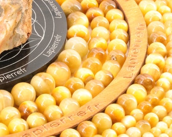 90 perles OEIL de TIGRE jaune naturelle 4mm | 60 de 6mm | 46 de 8mm | 36 de 10mm | Perle pierre naturelle semi-précieuse ronde | Qualité AAA