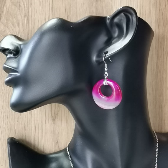 Pink agate deals earrings