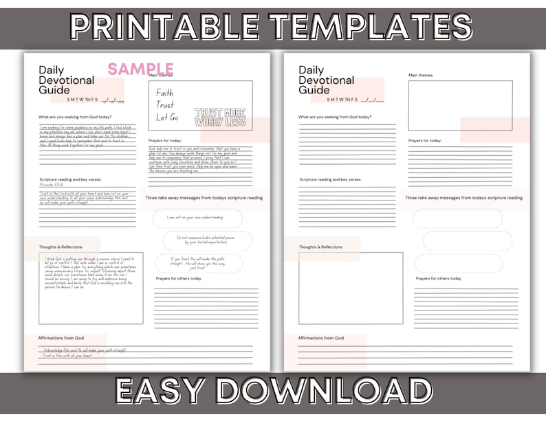 Printable Daily Devotion Template for Young Trendy Christian Women Easy Printable Daily Devotion Template for Young Trendy Christian Women Easy