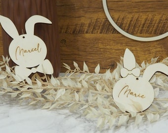 Easter bunny wood personalized with name Easter gift pendant spring decoration | Gift tag Easter bunny individual table decoration Easter