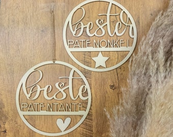 Personalized gift for godfather and godmother | Wooden ring decoration | Sustainable gift idea for baptism and birth | Best baptism gift | Friends